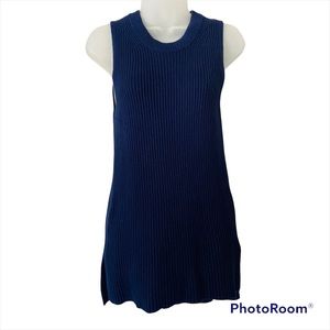 J.CREW Sleeveless Tunic Sweater Blue Knit Top Cotton Merino Sz XS